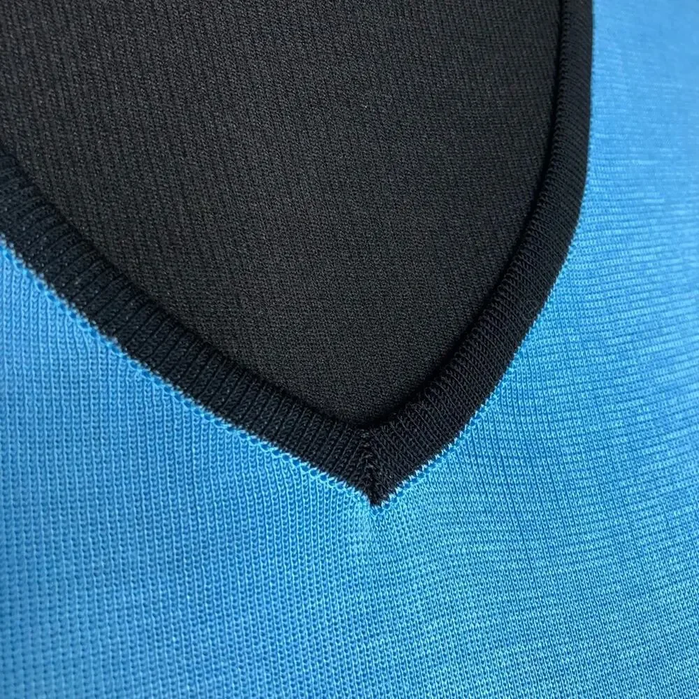 Ming Wang blue black trim v neck sleeveless knit shell top size Small